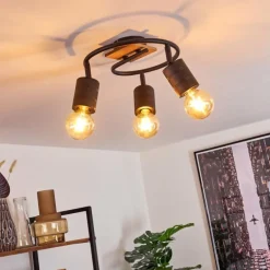 Plafonnier Raccuia Bois foncé, Noir, 3 lumières