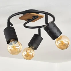 Plafonnier Raccuia Bois foncé, Noir, 3 lumières