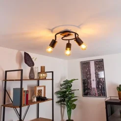 Plafonnier Raccuia Bois foncé, Noir, 3 lumières