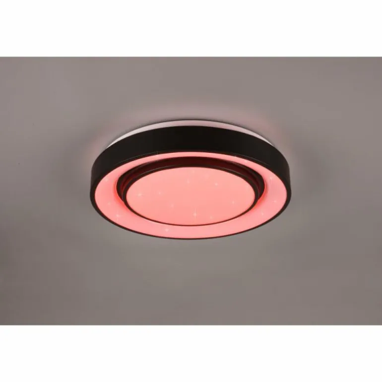 Plafonnier Reality Mona LED Noir, 1 lumière, Changeur de couleurs