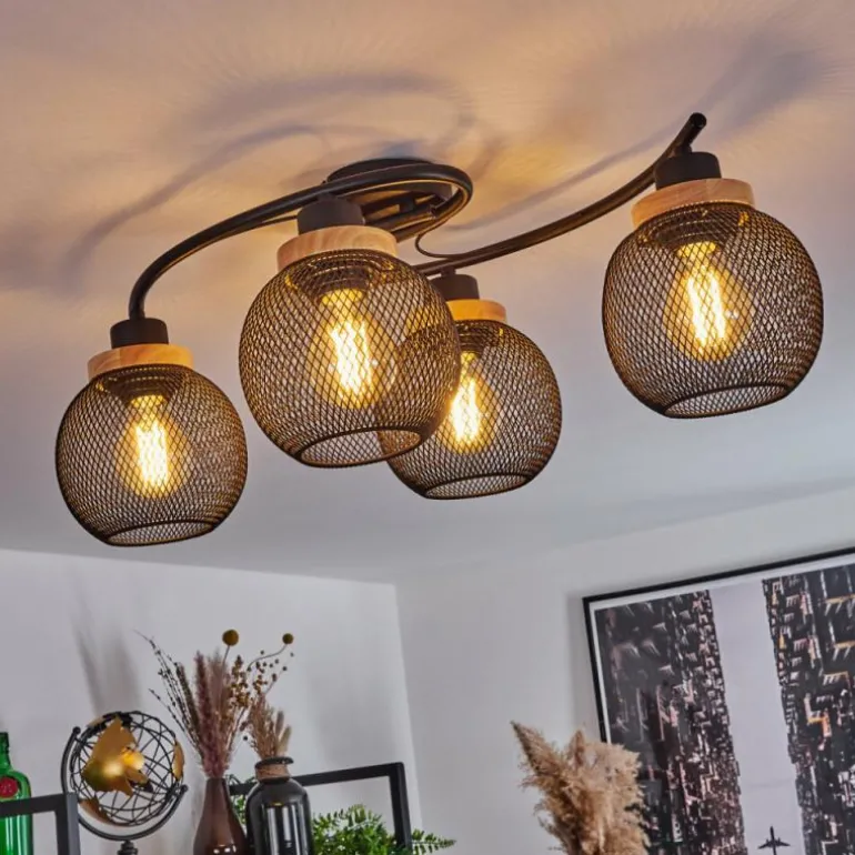 Plafonnier Reiden Noir, 4 lumières
