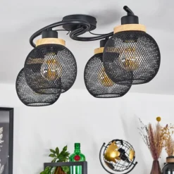 Plafonnier Reiden Noir, 4 lumières