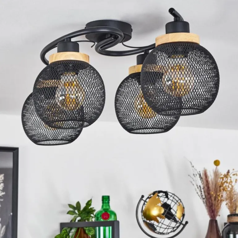 Plafonnier Reiden Noir, 4 lumières