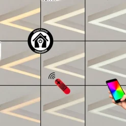 Plafonnier Relous LED Acier inoxydable, 3 lumières, Télécommandes, Changeur de couleurs