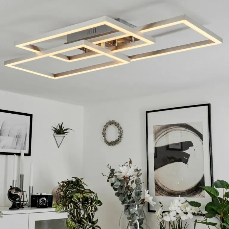 Plafonnier Relous LED Acier inoxydable, 3 lumières, Télécommandes, Changeur de couleurs