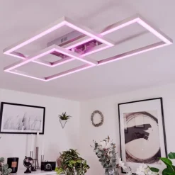 Plafonnier Relous LED Acier inoxydable, 3 lumières, Télécommandes, Changeur de couleurs