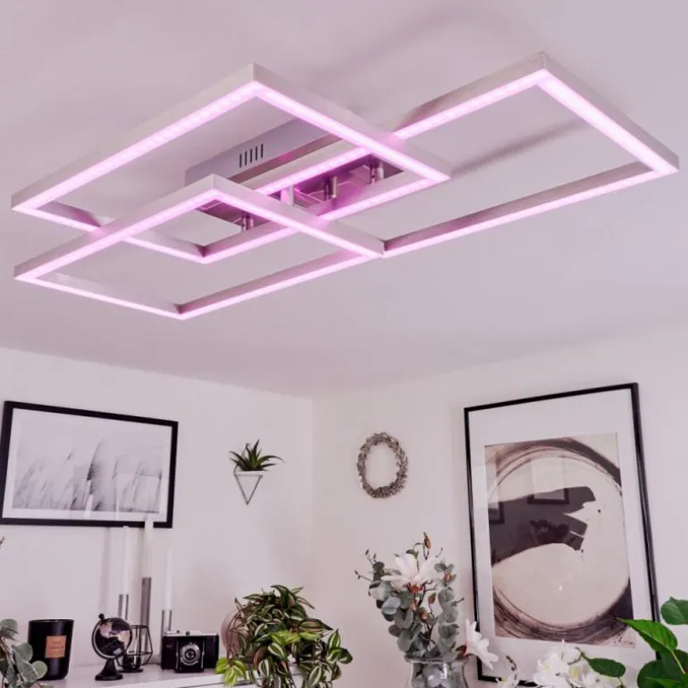Plafonnier Relous LED Acier inoxydable, 3 lumières, Télécommandes, Changeur de couleurs