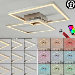 Plafonnier Relous LED Acier inoxydable, 2 lumières, Télécommandes, Changeur de couleurs