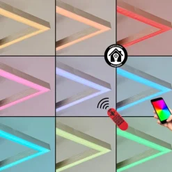 Plafonnier Relous LED Acier inoxydable, 2 lumières, Télécommandes, Changeur de couleurs