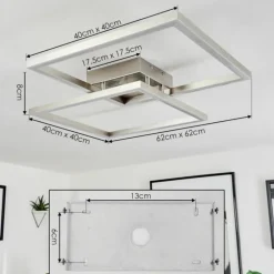 Plafonnier Relous LED Acier inoxydable, 2 lumières, Télécommandes, Changeur de couleurs