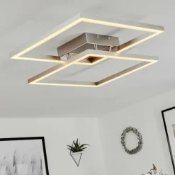 Plafonnier Relous LED Acier inoxydable, 2 lumières, Télécommandes, Changeur de couleurs