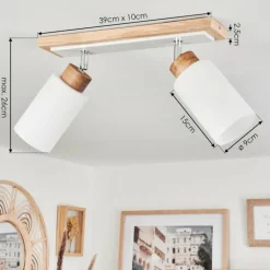 Plafonnier Represita Écru, Blanc, 2 lumières