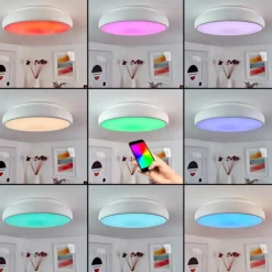 Plafonnier Rhone LED Blanc, 1 lumière, Changeur de couleurs