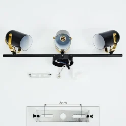 Plafonnier Rialey Laiton, Noir, 3 lumières