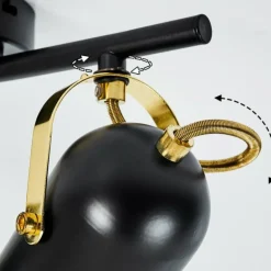 Plafonnier Rialey Laiton, Noir, 3 lumières