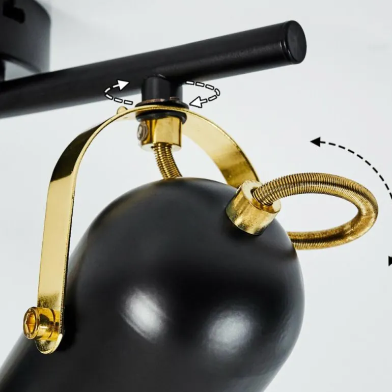 Plafonnier Rialey Laiton, Noir, 3 lumières