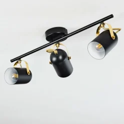 Plafonnier Rialey Laiton, Noir, 3 lumières