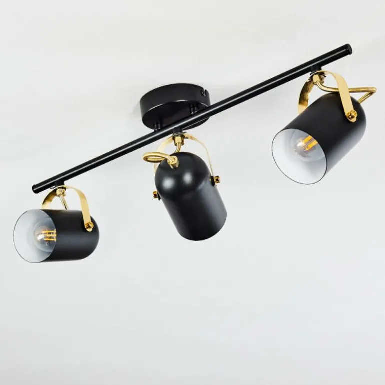 Plafonnier Rialey Laiton, Noir, 3 lumières