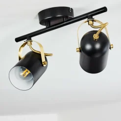 Plafonnier Rialey Laiton, Noir, 2 lumières