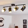Plafonnier Rialey Laiton, Noir, 4 lumières