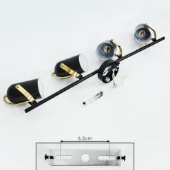 Plafonnier Rialey Laiton, Noir, 4 lumières