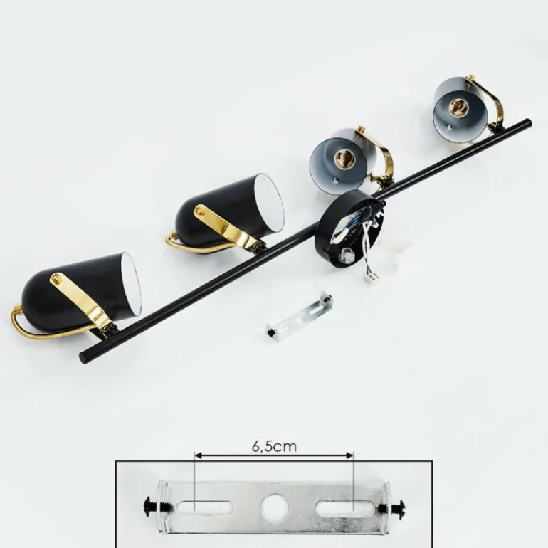 Plafonnier Rialey Laiton, Noir, 4 lumières