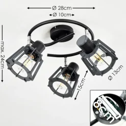 Plafonnier Rieti Noir, 3 lumières