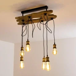 Plafonnier Rimforsa Brun, Laiton, Rouille, 6 lumières