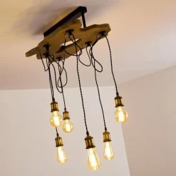 Plafonnier Rimforsa Brun, Laiton, Rouille, 6 lumières