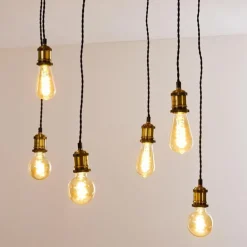 Plafonnier Rimforsa Brun, Laiton, Rouille, 6 lumières