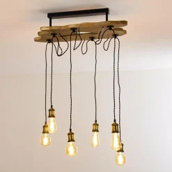 Plafonnier Rimforsa Brun, Laiton, Rouille, 6 lumières