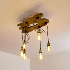 Plafonnier Rimforsa Brun, Laiton, Rouille, 6 lumières