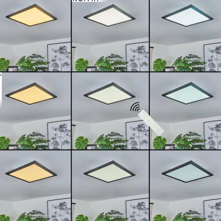 Plafonnier Ringuelet LED Noir, Blanc, 1 lumière, Télécommandes