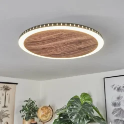 Plafonnier Rocha LED Brun, Couleur bois, Noir, 1 lumière