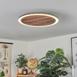 Plafonnier Rocha LED Brun, Couleur bois, Noir, 1 lumière