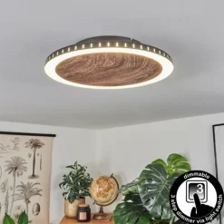 Plafonnier Rocha LED Brun, Couleur bois, Noir, 1 lumière