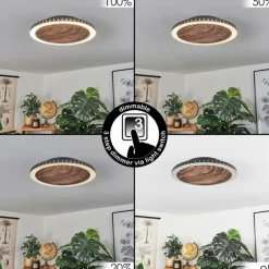 Plafonnier Rocha LED Brun, Couleur bois, Noir, 1 lumière