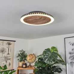 Plafonnier Rocha LED Brun, Couleur bois, Noir, 1 lumière