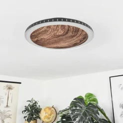 Plafonnier Rocha LED Brun, Couleur bois, Noir, 1 lumière