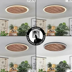 Plafonnier Rocha LED Brun, Couleur bois, Noir, 1 lumière