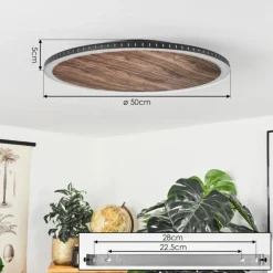 Plafonnier Rocha LED Brun, Couleur bois, Noir, 1 lumière