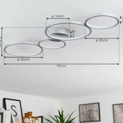 Plafonnier Rodekro LED Nickel mat, 4 lumières