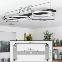 Plafonnier Rodekro LED Noir, Argenté, 1 lumière