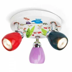 Plafonnier rond à spots Brilliant Leuchten Birds Multicolore, 3 lumières
