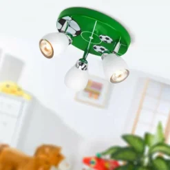 Plafonnier rond à spots Brilliant Leuchten Soccer Vert, Blanc, 3 lumières