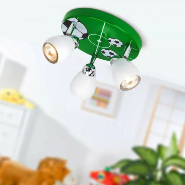 Plafonnier rond à spots Brilliant Leuchten Soccer Vert, Blanc, 3 lumières