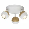 Plafonnier rond à spots Brilliant Scan LED Bois clair, Blanc, 3 lumières