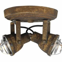 Plafonnier rond à spots Brilliant Bente Rouille, 2 lumières