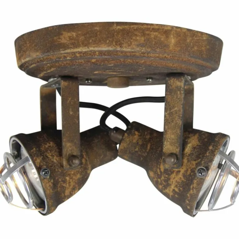 Plafonnier rond à spots Brilliant Bente Rouille, 2 lumières