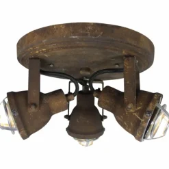 Plafonnier rond à spots Brilliant Bente Rouille, 3 lumières